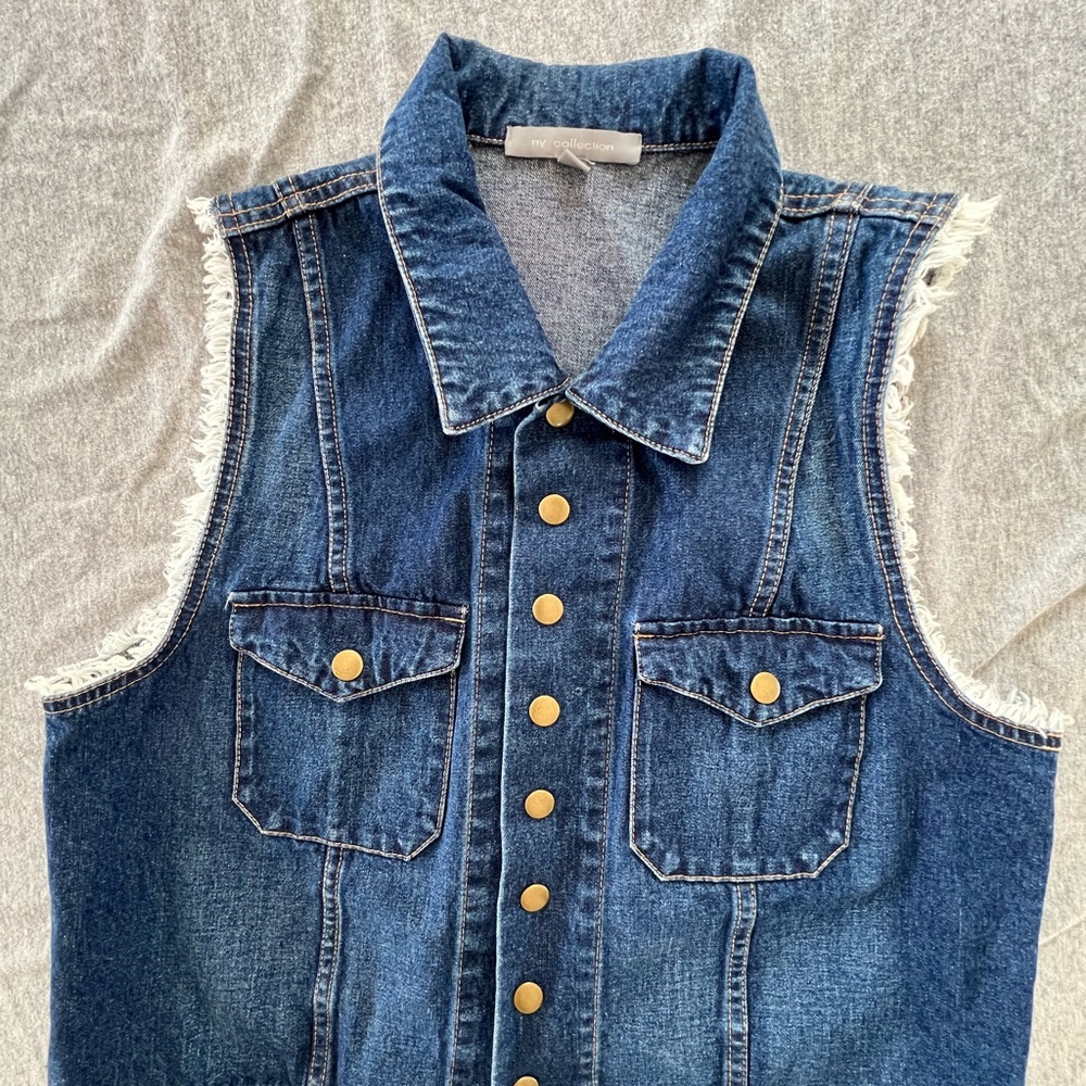 NY Collection Blue Denim Vest